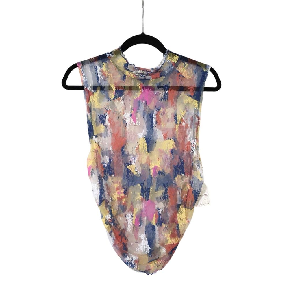 NWT Intimately Free People Nice Try Mesh Colorful Mock Neck Muscle Tank Top L